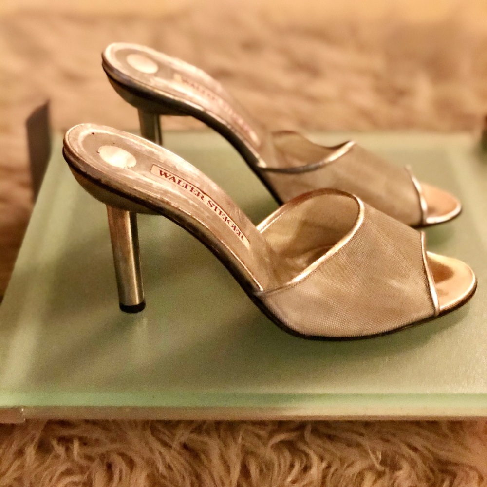 Walter Steiger Silver Mesh & Leather Mule